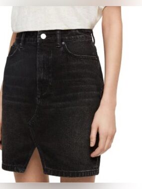 NWT All Saints Trudy Black Charcoal Denim Skirt SZ 0
